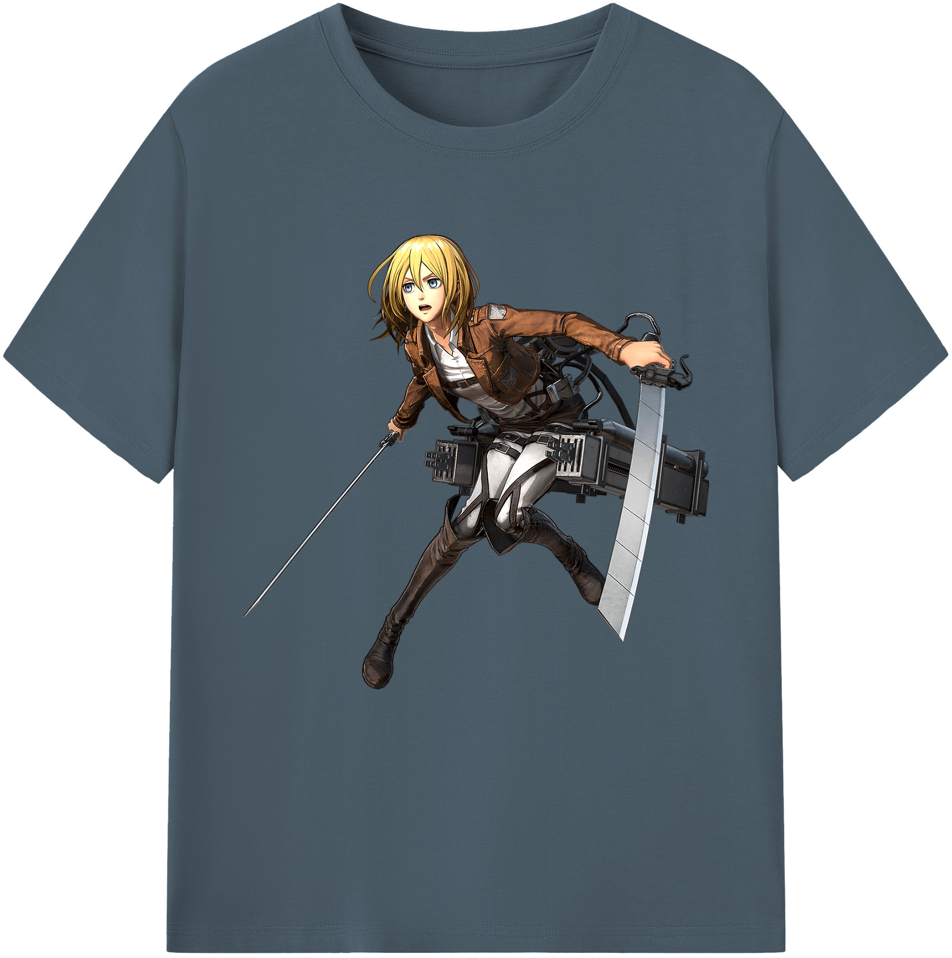 （画像用） 進撃の巨人 クリスタ·レンズ Attack on Titan Christa Lenz 綿100％半袖Tシャツ（フロントプリント）